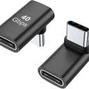 AreMe 90 Degree USB-C Male to Female Adapter, 2 Pack Right Angle 100W Type-C Adapter Extender for Steam Deck, ROG Ally, Switch, Notebook Computers, Tablet and Mobile Phones (Black)