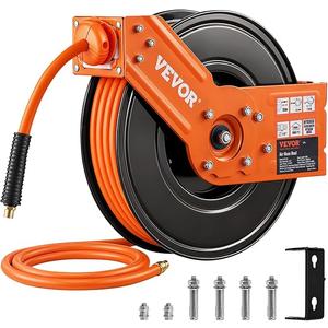 VEVOR Retractable Air Hose Reel 3/8 IN x 50 FT Hybrid Air Hose Max 300PSI
5ft Lead in, Ceiling/Wall Mount, Single Arm, Heavy Duty Steel Air Compressor Hose Reel