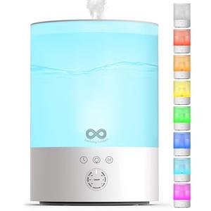 Everlasting Comfort 2.5L Top Fill Humidifier for Bedroom – Quiet, Easy to Fill & Clean, 24HR Runtime, Night Lights, Timer, Ultrasonic Cool Mist, Auto Shut-Off, Essential Oil Diffuser - White