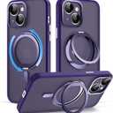 Designed for iPhone 14 Plus Case with Magnetic Invisible Stand[Military Drop Protection][Compatible with MagSafe][Great Grip Feeling] Shockproof Heavy Duty Clear Case for iPhone 14 Plus 6.7 ",Purple