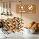 Cooling Rack, 3 Tier Stackable Cooling Racks for Cooking Baking Roasting, Multi-Level Collapsible Cookie Rack for Cakes, Oven Safe & Easy Clean (Black, 3-Tier-SL)