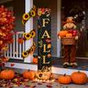 Farmhouse Autumn Wooden Welcome Sign Stand for Front Door, 47" Rustic Large Fall Welcome Porch Sign Wall Hanging for Thanksgiving, Vertical Tall Porch Leaner Decor for Outdoor Patio Garden