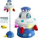 Skirfy UFO Water Sprinkler for Kids Toys,Outdoor Summer Water Rocket with Light Up Liftoff 9-16ft & Spin,Water Toy Backyard Lawn Birthday Gift for Gilrs Boys Age 3-8 Year Old