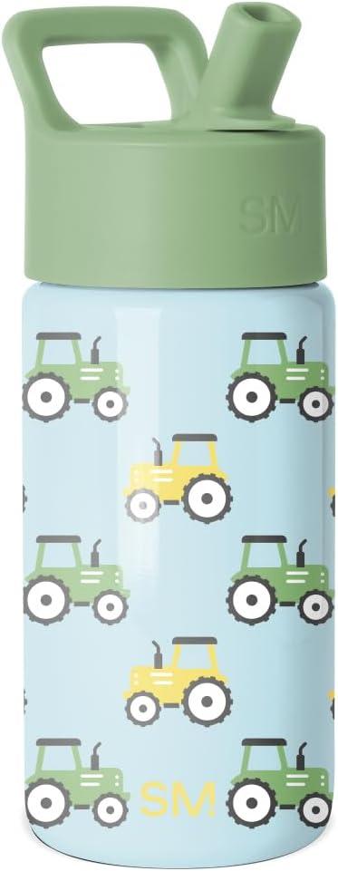 Simple Modern Kids Summit Water Bottle with Straw Lid | 14oz Stainless Steel Cup Insulated Tumbler for Toddlers, School | Tractor Fun