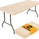 Smiry 2 Pack Rectangle Table Cloth 6 Foot, Waterproof Elastic Fitted Tablecloths, Windproof Washable Polyester Table Cover for Picnic, Camping, Outdoor (Ivory, 30"x72")