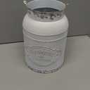 Yoillione Milk Jug, Farmhouse Vase, Decor with Handle - White Metal Vase for Artificial Flowers (Large)