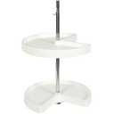 Knape & Vogt Plastic Lazy Susan Organizer, 2-Tier Lazy Susan for Cabinet, Kidney-Shaped 18-Inch Polymer 360º Turntable, White