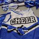 Spooktacular Creations Halloween Girl Cheerleader Costume, Cheer Uniform Set, Cheerleading Outfit for Halloween DressUp Party (Small(5-7 yrs), Blue)