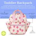Itzy Ritzy Toddler Backpack - Daycare Bag - Features Adjustable Shoulder Straps, 2 Side Pockets & Spacious Interior with Wipeable Fabric Lining & Name Label, Strawberry Backpack