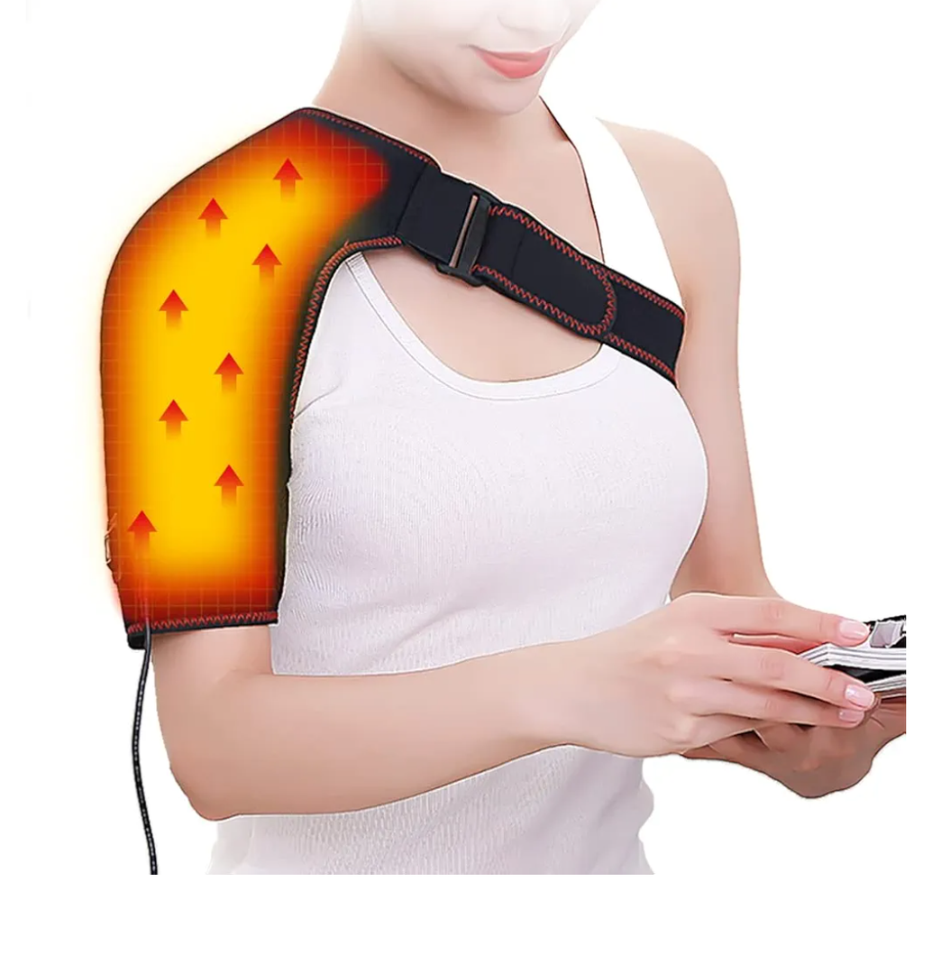 110V Electric Heated Shoulder Wrap, Shoulder Heating Pad Large Heating Area Shoulder Warmer for Tendonitis Periarthritis, Pain Relief, 3 Temperature Settings & Timer