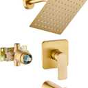 Brushed Gold Tub Shower Faucet Set Complete with 8-Inch Rainfall Shower Head and Tub Spout Included Shower Valve Tub Shower Trim Kit Matte Black