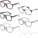 MIGSIR 6 Pack Blue Light Blocking Glasses for Computer Gaming, Fashion Fake Anti Eye Strain Eyeglasses for Women Men (6 Pack Mix-03)