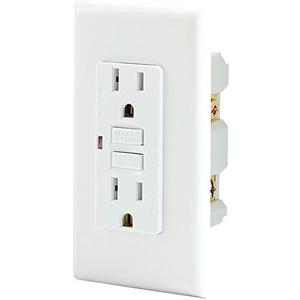 GE 15A GFCI Receptacle, Non-Tamper Resistant, UL Listed, 120V, Self-Test, LED Indicator, NEC Compliant White, Wall Plate Not Included, 32073
