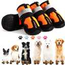 Hcpet Dog Boots, Dog Shoes for Large Dogs, Medium Dog Boots & Paw Protectors, Anti-Slip Dog Booties for Hot Pavement Winter Snow Hiking with Reflective Straps Orange Size 6 (Width 2.55 in)