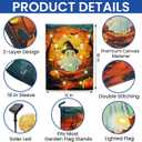 FLAGWIX Halloween Garden Flag - Solar Flag Light for Garden Decor 11.5"x17.5" - Fall Garden Flags for Halloween Decorations, Yard Flags for Fall Outdoor Decor, Outside Decorations for Yard (Flame  Haunted Glow)