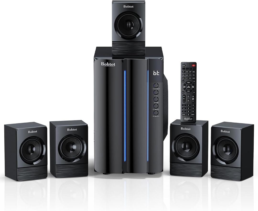 Bobtot Home Theater Systems Surround Sound Speakers - 800 Watts 6.5 inch Subwoofer 5.1/2.1 Channel Wired Home Audio Stereo System with ARC Optical Bluetooth Input for TV