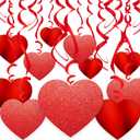 30 Pcs Valentine's Day Heart Swirl Hanging Decorations Red Hanging Heart Swirl Decorations for Valentine's Day Wedding Bridal Shower Engagement Party Decorations