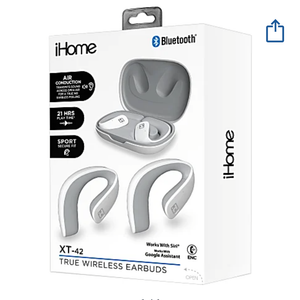 Bytech iHome XT 42 True Wireless Bluetooth In Ear Earbuds, White, HMAUBE238WT