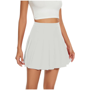 Women's Casual Short Skirt with Pleated Design (US, Alpha, Large, Regular, Regular, White)
