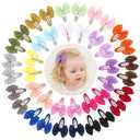 40PCS Snap Hair Bows Clips with Grosgrain Ribbon for Girls, 2 Inch Hair Accessories for Kids and Teens