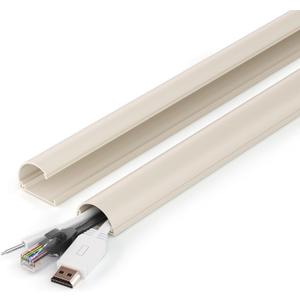 Cord Hider 34in (2X L17in), ZhiYo Cable Hider for 2-4 Cords, Cord Covers Wire Covers for Cords Wall Mount TV, Cable Cover Wall Wire Hider for Cords, Cable Raceway Beige, W1.4in x H0.7in