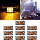 10x Amber 12 Led Rectangular Armored-style Side Marker Light w/Chrome