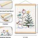 DNEULYR Winter Snowman Christmas Tree Wall Art Poster, Rustic Christmas Wall Decor, Holiday Winter Snowy Xmas Tree Snowman Poster Hanger Frame for Home Bedroom Living Room, 12x16 Inches (color9)