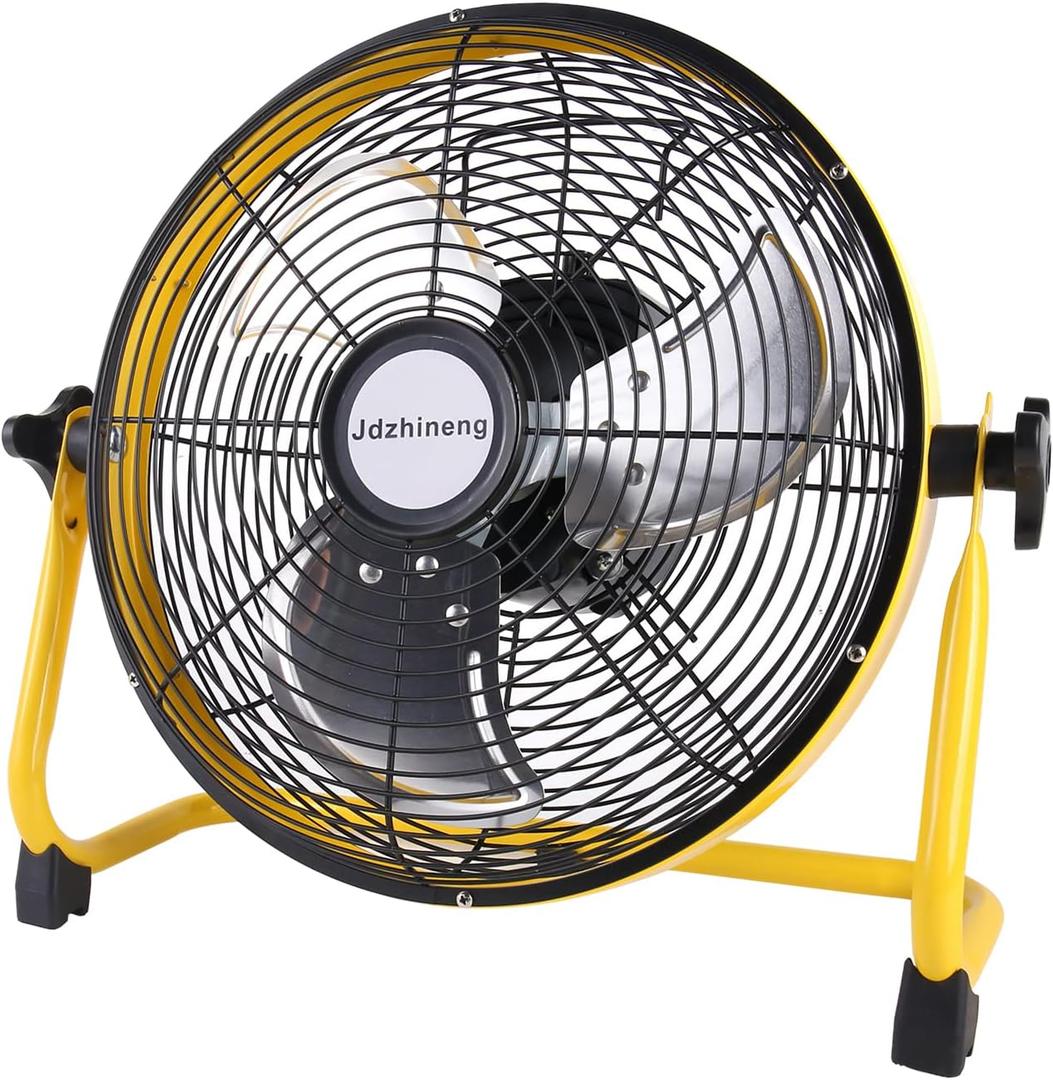 12" Battery Operated Fan, 15000mAh Rechargeable Floor Fan with Metal Blades, Outdoor Cordless Fan for Camping, Travel, Home, and Emergency Use, Long-Lasting Runtime (12 inch Yellow)