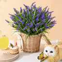 Waipfaru 36 Bundles Artificial Plants Outdoor,Fake Flowers UV Resistant Outdoor Fake Plants,Faux Lavender Shrubs for Window Garden Patio Hanging Planter Pathway Front Porch (Purple)