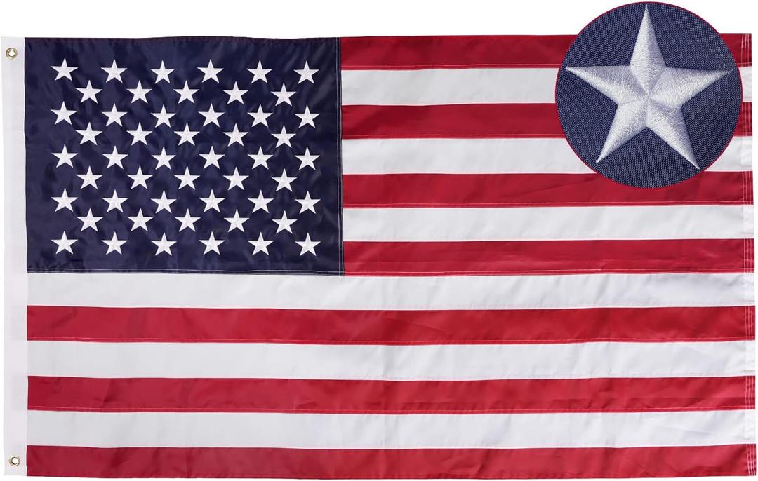 Bradford American Flag 2x4 ft Outdoor Embroidered US USA Flags Double Sided Heavy Duty, American Flag with 2 Brass Grommets Outsides Insides Decoration 4th of July