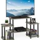 Furinno Turn-N-Tube No Tools Entertainment Center, Round Square Corner, French Oak Grey/Black, 41.5*11.6*22.85 inch