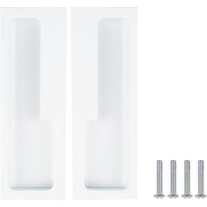 MOROBOR Aluminum Alloy Flush Pull Handles, 2pcs Modern Barn Door Handles with 4pcs Stainless Steel Flat Head Screws, Hidden Cabinet Handles for Sliding Barn Door Drawer Cupboard Wardrobe (Warm White) (150mm)