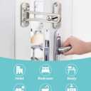 Door Lock Latch for Home Security - 2 Swing Bar Door Guard for Front and Inside Door, Safety Childproof Reinforcement Door Stopper for Kids Home Hotel Apartment, Thicken Aluminium Alloy Satin Nickel