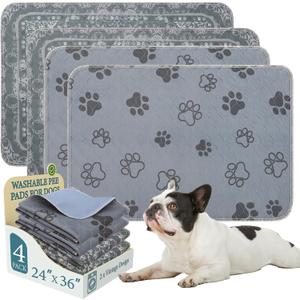 Homimp Washable Pee Pads for Dogs,4 Pack Reusable Puppy Pads,Absorbent and Leakproof Dog Pee Pads,Non Slip Puppy Training Pads,Pet Mat for Floor,Crate,Couch,Whelping,Grey 24"x36" Homimp Washable Pee Pads for Dogs,4 Pack Reusable Puppy Pads,Absorbent and Leakproof Dog Pee Pads,Non Slip Puppy Training Pads,Pet Mat for Floor,Crate,Couch,Whelping,Grey 24"x36"