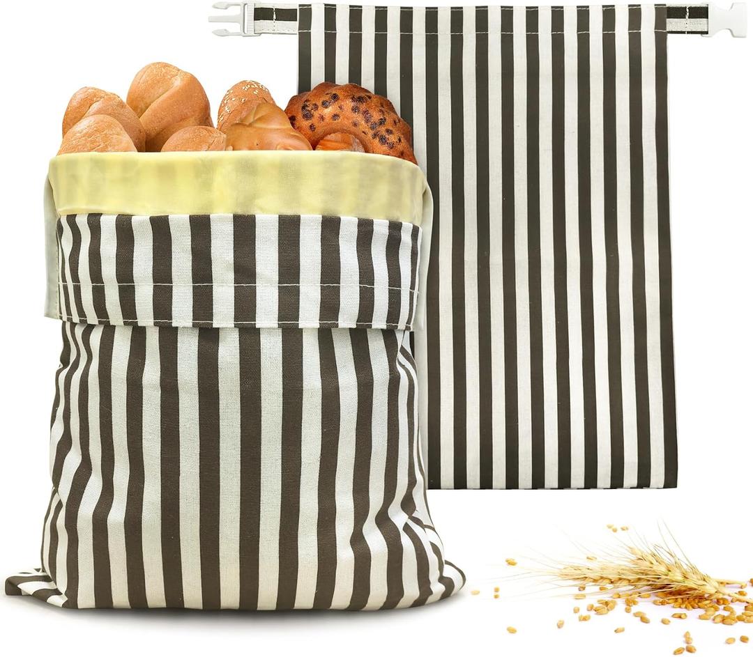 Beeswax Bread Bags 2 Pack, Reusable Bread Storage Boxes for Homemade Sourdough, Cotton Food Bags Loaf Containers to Keep Fresh Large