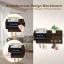 Key Holder Wall Mount Decorative - Hanging Mail Organizer for Wall with Message Center - Wood Key Shelf Rack with 7 Hooks for Dog Leash Wallet - Rustic Keys Hanger for Entryway Home Decor Brown