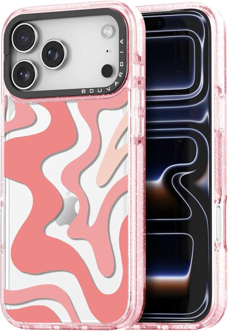 Bouvardia for iPhone 17 Pro Max Case, Cute Girly Design for Women, Shockproof & Aesthetic, Ripples (Pink)