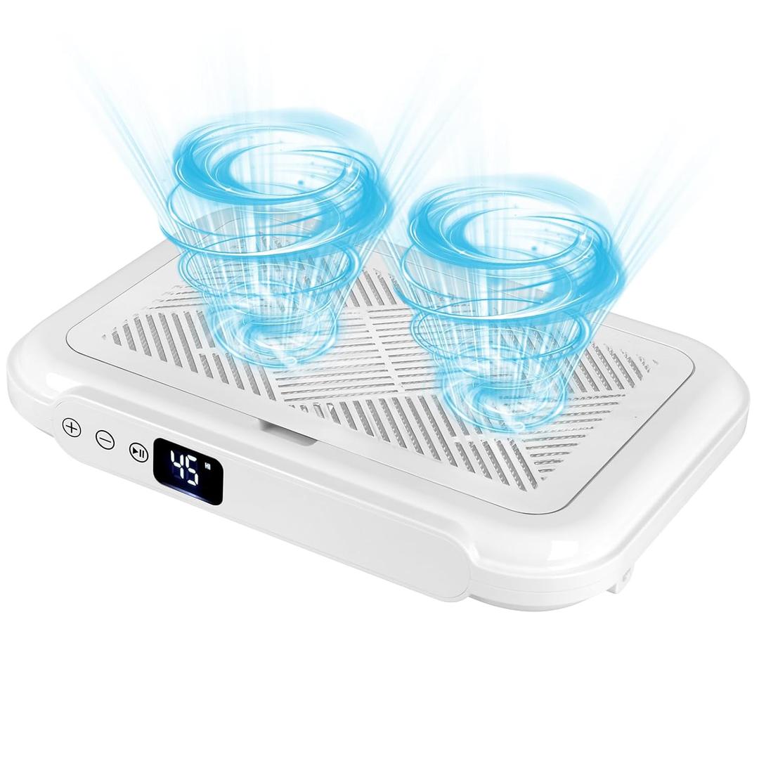 Nail Dust Collector with 1700PA Powerful Suction, Professional Wired Nail Dust Extractor, 4500RPM Nail Vacuum Fan with 3 Suction Modes & 2 Reusable Filters for Acrylic Nails Polishing at Salon & Home