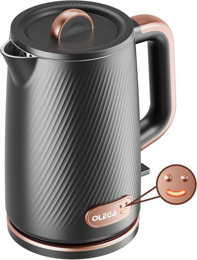 OLEGA Electric Tea Kettle: 1200W Fast Boil Electric Water Kettles 1.5L | Stainless Steel Kettle; Large Electric Water Kettle; Plastic Free Teapot; Auto Shut-Off Water Boiler; Fast Boil Kettles