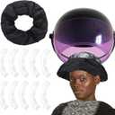 2 Pcs Hair Dryer Heat Shield with 10 Disposable Plastic Hoods(Black)