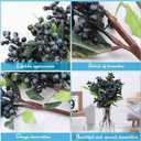 Yunsailing 30 Pcs Artificial Blue Berry Stems Bulk, 9.8 Inch Faux Berry Picks with Green Leaves, Fake Short Branch Fruit Flower for Tree Garland Home Wedding DIY Party Decoration(Blue)