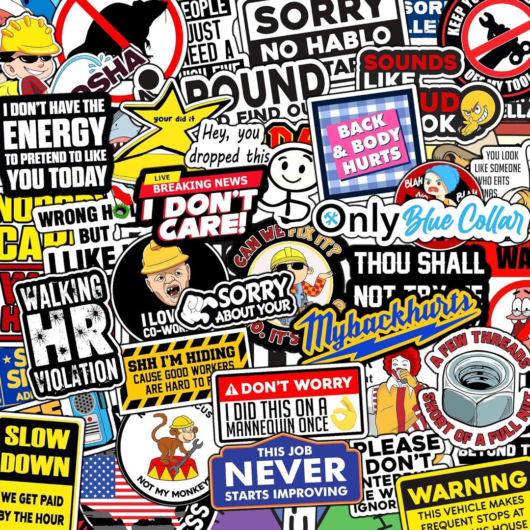 225 PCS Funny Hard Hat Stickers for Men (Dirty) Adult Humor Waterproof Vinyl Welding Helmet, Tool Box, Electrician, Mechanic Construction - Sarcastic Gifts for Men No Repeat