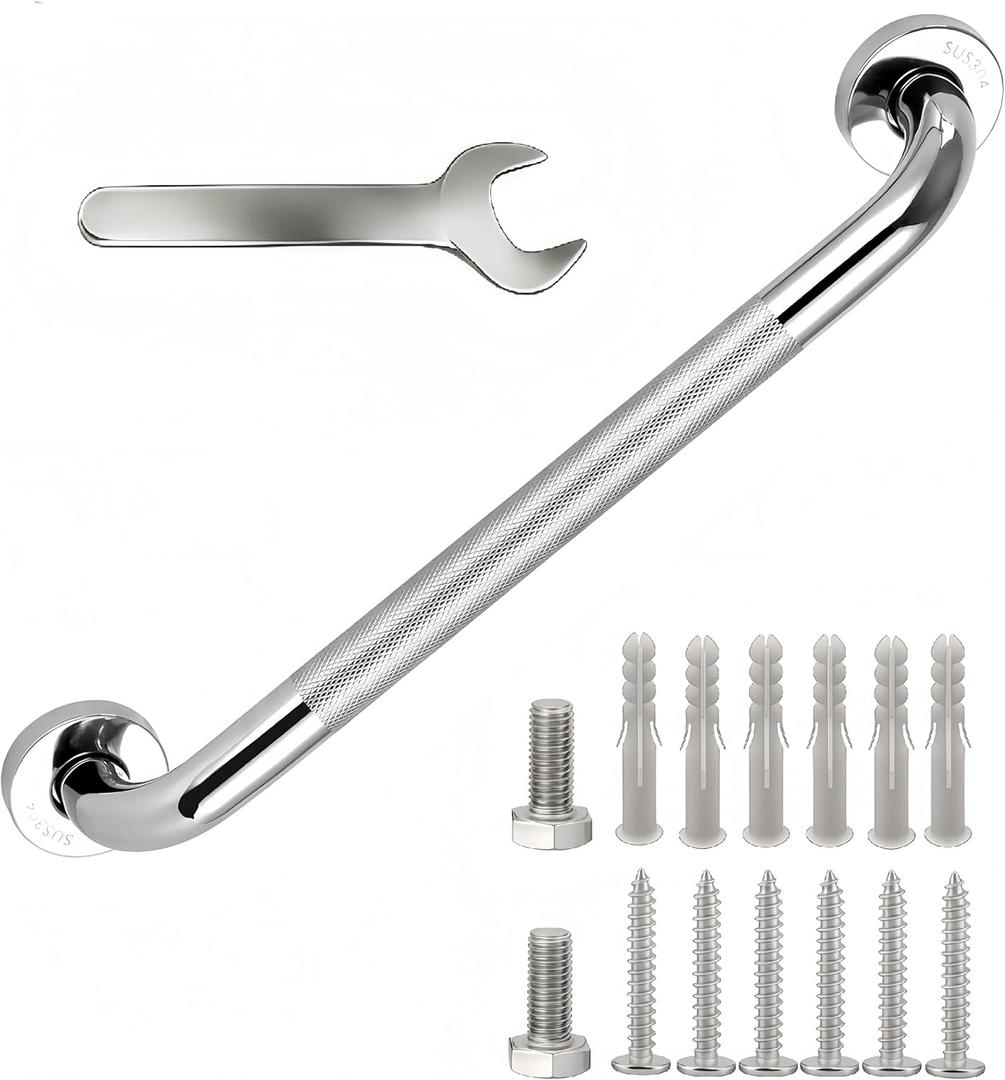 24 Inch Brushed Nickel Stainless Steel Handrail, Safety Grab Bars for Wall, 1.25 inch Diameter， Handicap Grab Bars for Bathroom, Shower, Toilet, RV Handrail, Stair Railing Indoor & Outdoor