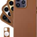 LONLI Classic - (for iPhone 14 Pro Max) - European Nappa Leather Case - Smoothen and Soften Over Time - Compatible with Magsafe - Saddle Brown