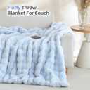 Smoofy Faux Fur Throw Blanket for Couch - Light Blue Super Soft Cozy Bubble Blanket, Fluffy Plush Fuzzy Throw for Sofa & Bed, Thick Lightweight Warm Blanket, Luxury Aesthetic Gift for Women 50"x60"
