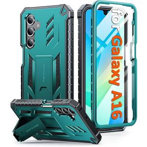 FNTCASE for Samsung Galaxy A16-5G Case: Military Grade Drop Proof Protection Mobile Cover with Kickstand | Matte Textured Rugged Shockproof TPU | Protective Sturdy Phone Case (Green)