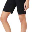 WallFlower Women's Irresistible Denim Shorts High-Rise Insta Soft Juniors (Standard and Plus) (0, Black Bermuda)