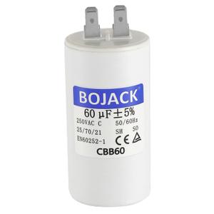 BOJACK CBB60 60uF5% 250 Volt 50/60Hz AC Capacitor Round Run Start Capacitor with Two Sets of Inserts for AC Motor Run Condenser Straight Cool Heat Pump Pool Pump or Air Conditioner