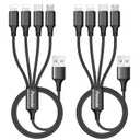 Puxnoin Multi Charging Cable, 2Pack 4FT 4 in 1 Charging Cable for Multiple Devices, Braided Universal Phone Charger Cord with Type-C, Micro USB, IP Port for iPhone16/15/14/Android Phones and More