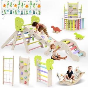 12 in 1 Pikler Triangle Set with Cushion, Montessori Toddler Climbing Toy
